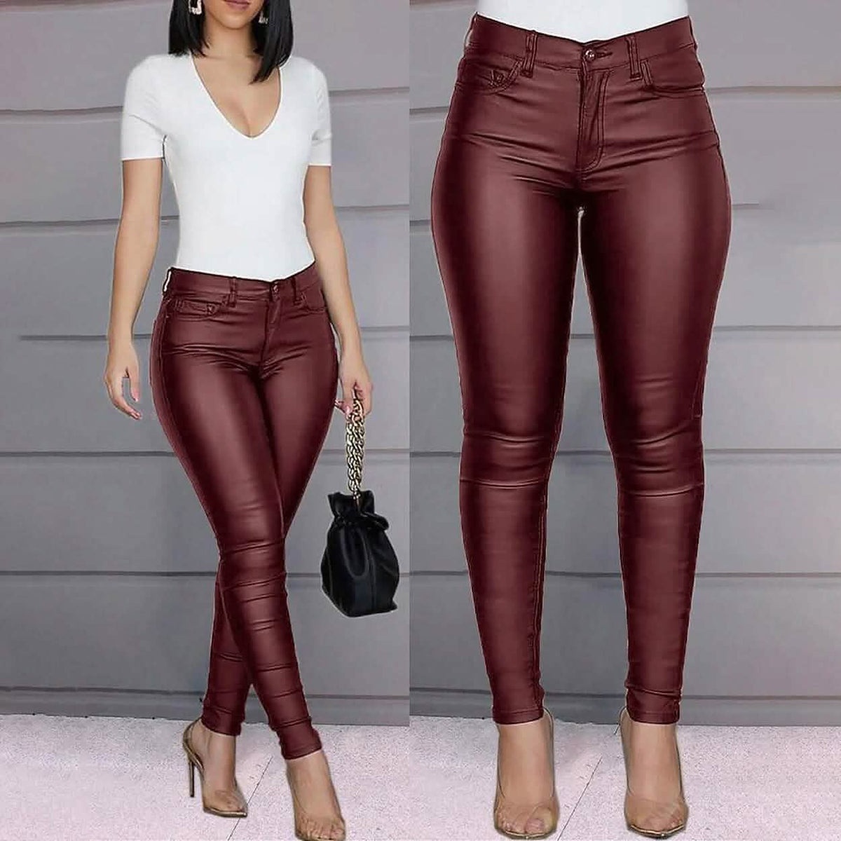 Women's Skinny Leather Pants Women's Bottoms - Tophatter Daily Deals