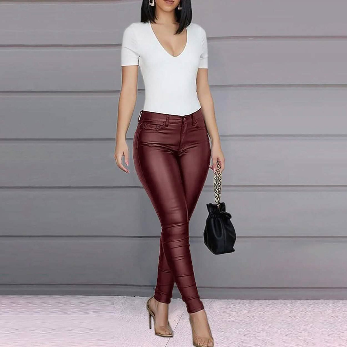 Women's Skinny Leather Pants Women's Bottoms - Tophatter Daily Deals