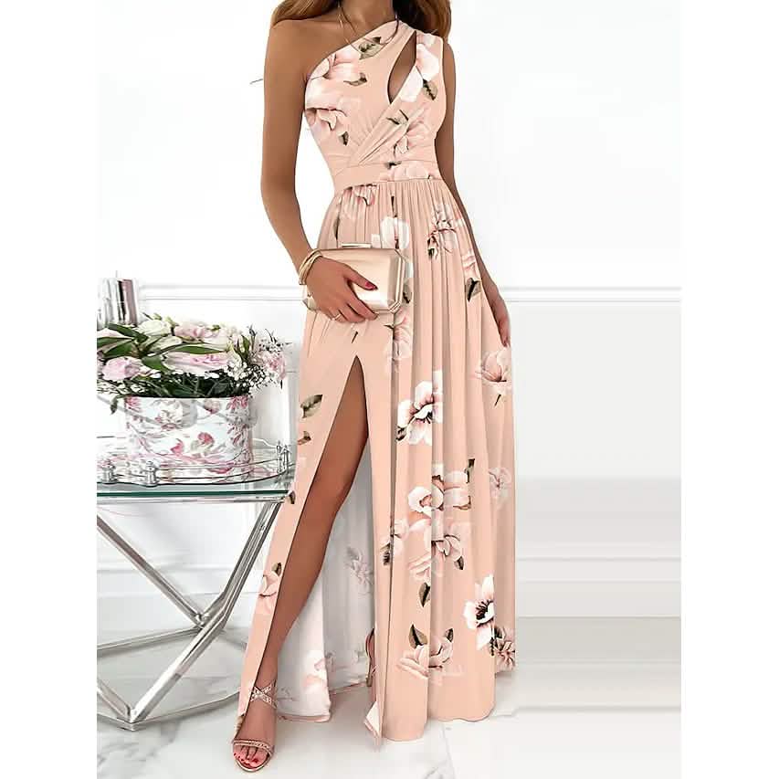 Women's Sleeveless One Shoulder Elegant Dress Pink Women's Dresses - Tophatter Daily Deals