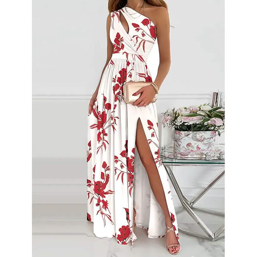 Women's Sleeveless One Shoulder Elegant Dress White Women's Dresses - Tophatter Daily Deals