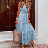 Women's Sleeveless Solid Color Lace Panel Dress Blue Women's Dresses - Tophatter Daily Deals
