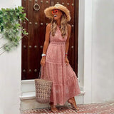 Women's Sleeveless Solid Color Lace Panel Dress Pink Women's Dresses - Tophatter Daily Deals