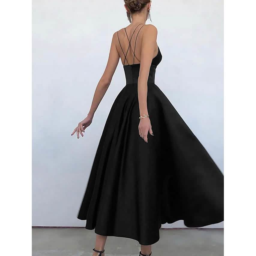 Women's Sleeveless Solid Color Open Back Maxi Dress Black Women's Dresses - Tophatter Daily Deals