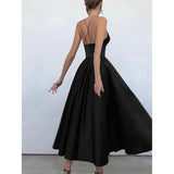 Women's Sleeveless Solid Color Open Back Maxi Dress Black Women's Dresses - Tophatter Daily Deals
