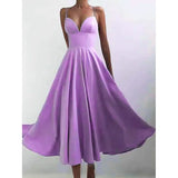 Women's Sleeveless Solid Color Open Back Maxi Dress Purple Women's Dresses - Tophatter Daily Deals