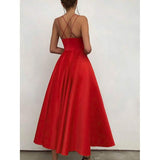 Women's Sleeveless Solid Color Open Back Maxi Dress Red Women's Dresses - Tophatter Daily Deals
