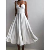 Women's Sleeveless Solid Color Open Back Maxi Dress White Women's Dresses - Tophatter Daily Deals
