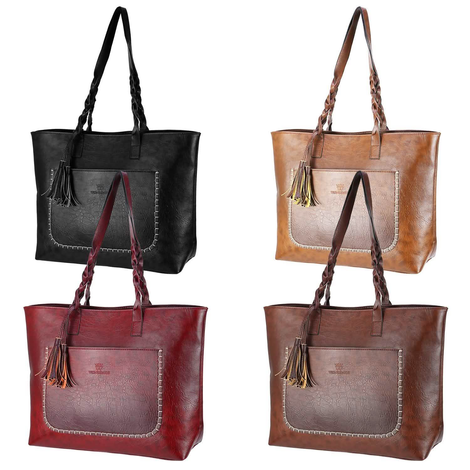 Women's Soft Leather Tote Bag Handbags & Wallets - Tophatter Daily Deals