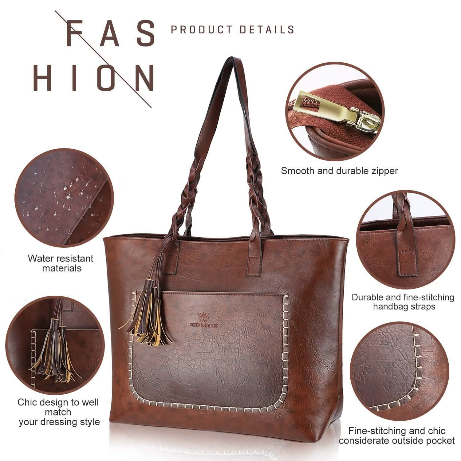 Women's Soft Leather Tote Bag Handbags & Wallets - Tophatter Daily Deals