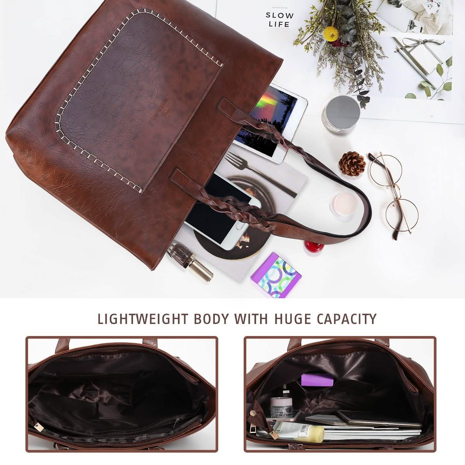 Women's Soft Leather Tote Bag Handbags & Wallets - Tophatter Daily Deals