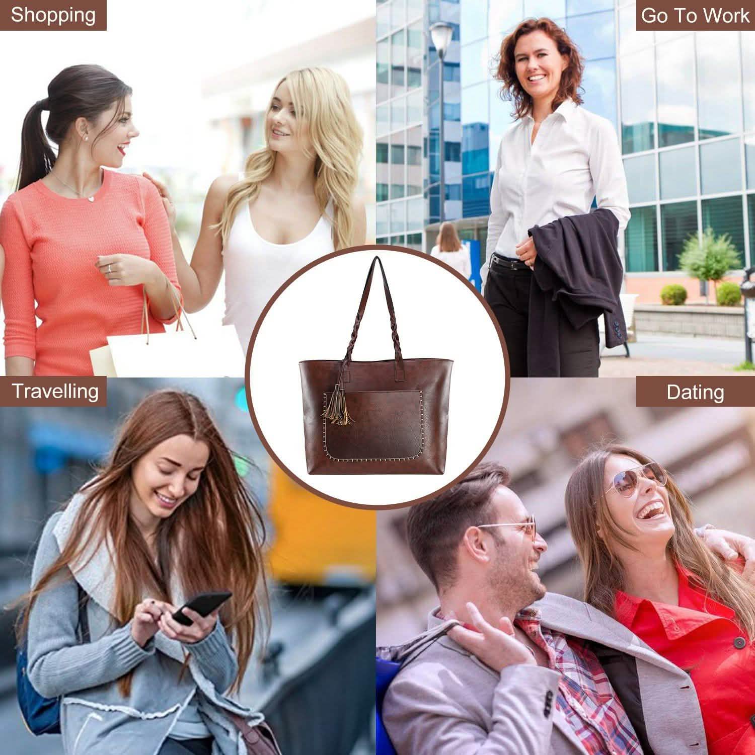 Women's Soft Leather Tote Bag Handbags & Wallets - Tophatter Daily Deals