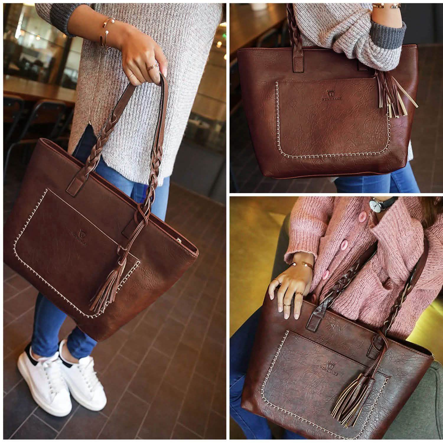 Women's Soft Leather Tote Bag Handbags & Wallets - Tophatter Daily Deals