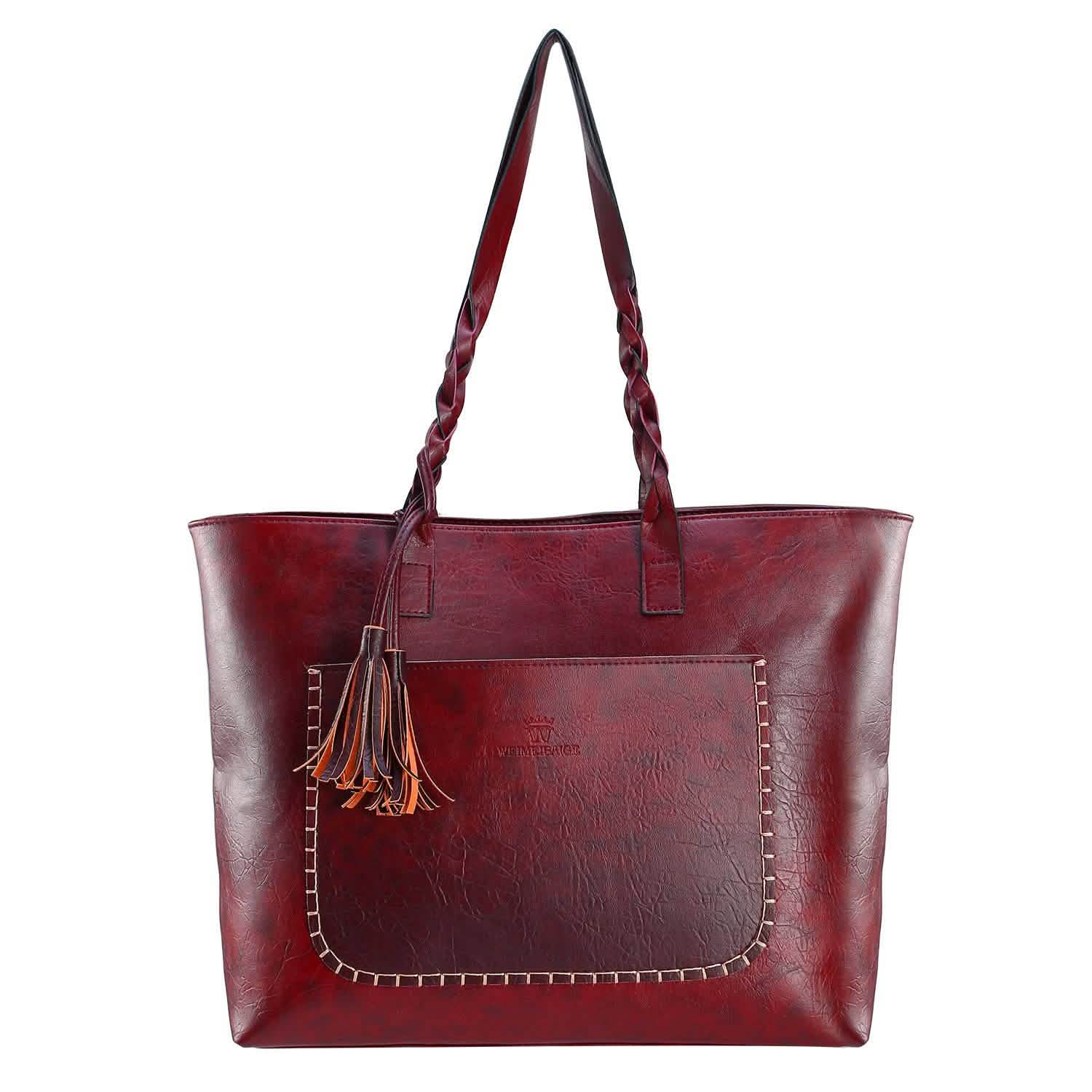 Women's Soft Leather Tote Bag Red Handbags & Wallets - Tophatter Daily Deals