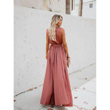 Women's Solid Color Slit Tie Maxi Dress Women's Dresses - Tophatter Daily Deals