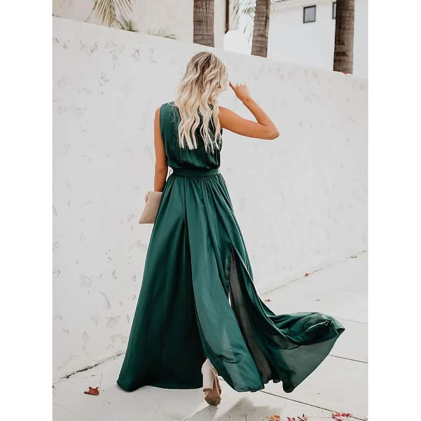 Women's Solid Color Slit Tie Maxi Dress Women's Dresses - Tophatter Daily Deals