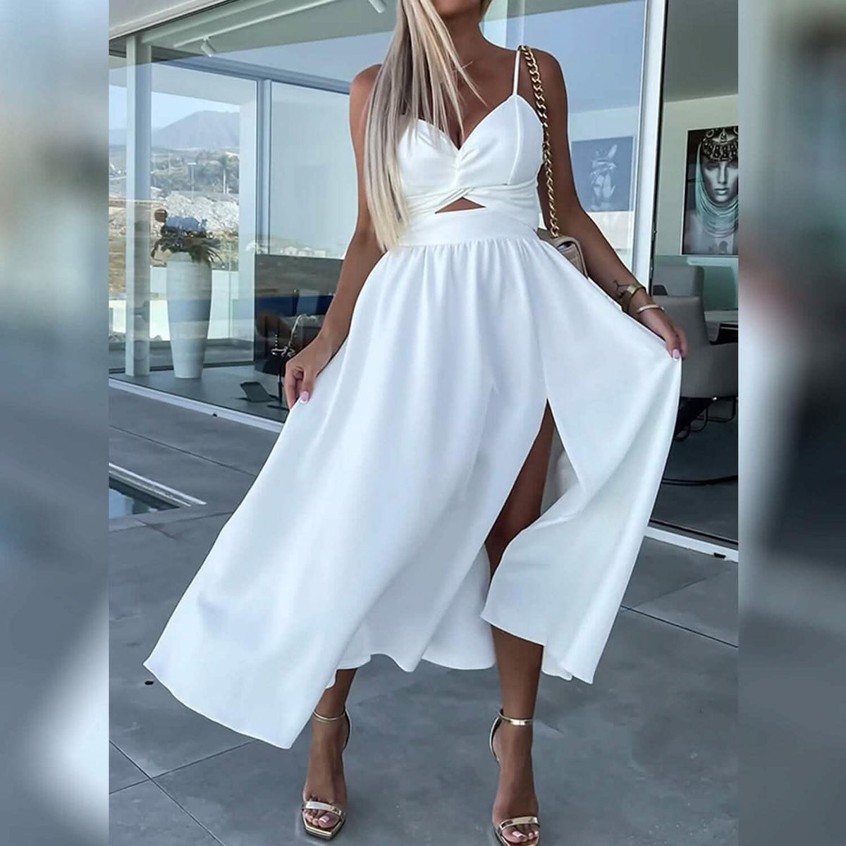 Women‚Äòs Split Cut Out Midi Dress Women's Dresses - Tophatter Daily Deals