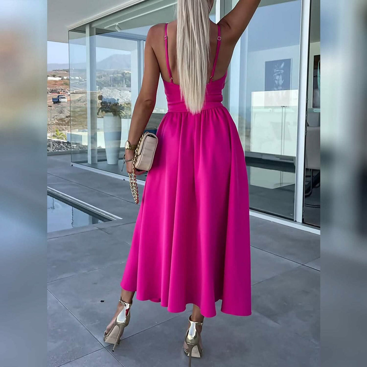 Women‚Äòs Split Cut Out Midi Dress Women's Dresses - Tophatter Daily Deals