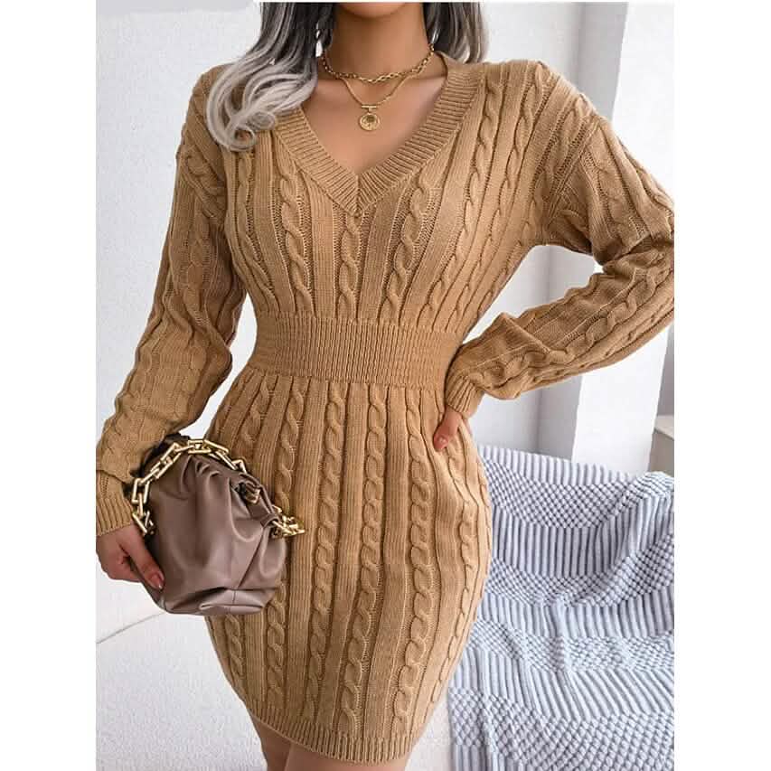 Women's Sweater Sheath Dress Khaki Women's Dresses - Tophatter Daily Deals