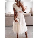Women's V-Neck Solid Pleated Dress Women's Dresses - Tophatter Daily Deals