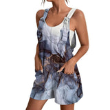 Womens V-Neck Strap Pocket Jumpsuit Blue Women's Loungewear - Tophatter Daily Deals