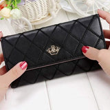 Womens Wallets Purses Plaid PU Leather Long Wallet Hasp Phone Bag Black Handbags & Wallets - Tophatter Daily Deals