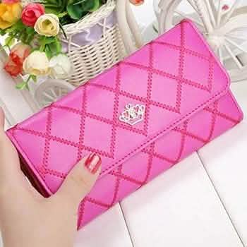 Womens Wallets Purses Plaid PU Leather Long Wallet Hasp Phone Bag Rose Red Handbags & Wallets - Tophatter Daily Deals