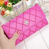 Womens Wallets Purses Plaid PU Leather Long Wallet Hasp Phone Bag Rose Red Handbags & Wallets - Tophatter Daily Deals