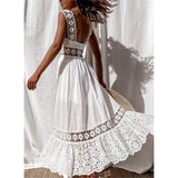 Women's White Sleeveless Solid Lace Panel Dress Women's Dresses - Tophatter Daily Deals