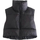 Women's Winter Crop Vest Lightweight Sleeveless Warm Outerwear Puffer Vest Padded Gilet Black Women's Outerwear - Tophatter Daily Deals