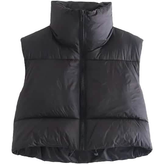 Women's Winter Crop Vest Lightweight Sleeveless Warm Outerwear Puffer Vest Padded Gilet Black Women's Outerwear - Tophatter Daily Deals