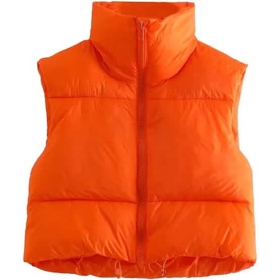 Women's Winter Crop Vest Lightweight Sleeveless Warm Outerwear Puffer Vest Padded Gilet Orange Women's Outerwear - Tophatter Daily Deals