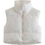 Women's Winter Crop Vest Lightweight Sleeveless Warm Outerwear Puffer Vest Padded Gilet White Women's Outerwear - Tophatter Daily Deals