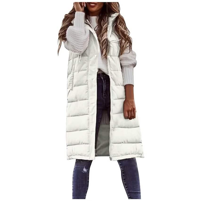 Women's Winter Jacket Vest Long Coat Regular Fit White Women's Outerwear - Tophatter Daily Deals