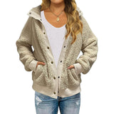 Womens Winter Sherpa Fleece Button Jacket Coat Beige Women's Outerwear - Tophatter Daily Deals