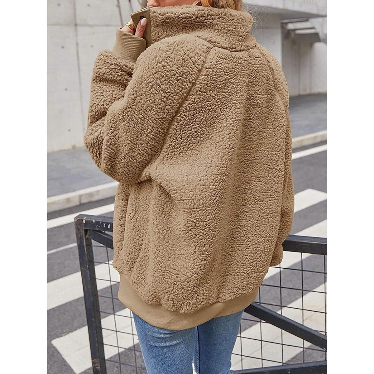 Womens Winter Sherpa Fleece Button Jacket Coat Women's Outerwear - Tophatter Daily Deals