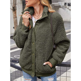 Womens Winter Sherpa Fleece Button Jacket Coat Women's Outerwear - Tophatter Daily Deals