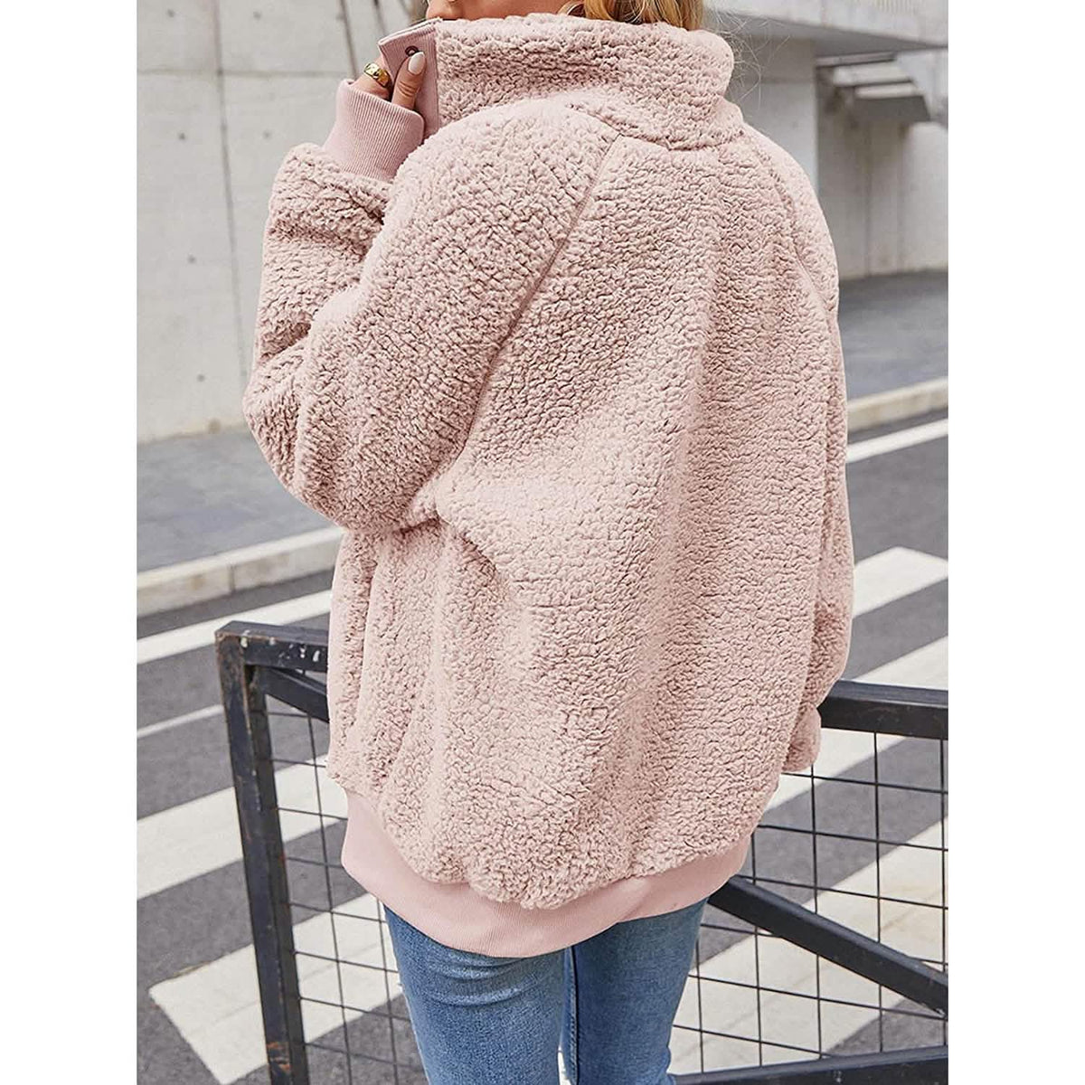 Womens Winter Sherpa Fleece Button Jacket Coat Women's Outerwear - Tophatter Daily Deals
