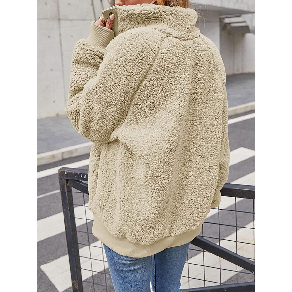 Womens Winter Sherpa Fleece Button Jacket Coat Women's Outerwear - Tophatter Daily Deals