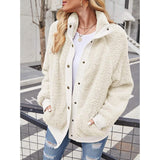 Womens Winter Sherpa Fleece Button Jacket Coat Women's Outerwear - Tophatter Daily Deals