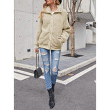 Womens Winter Sherpa Fleece Button Jacket Coat Women's Outerwear - Tophatter Daily Deals