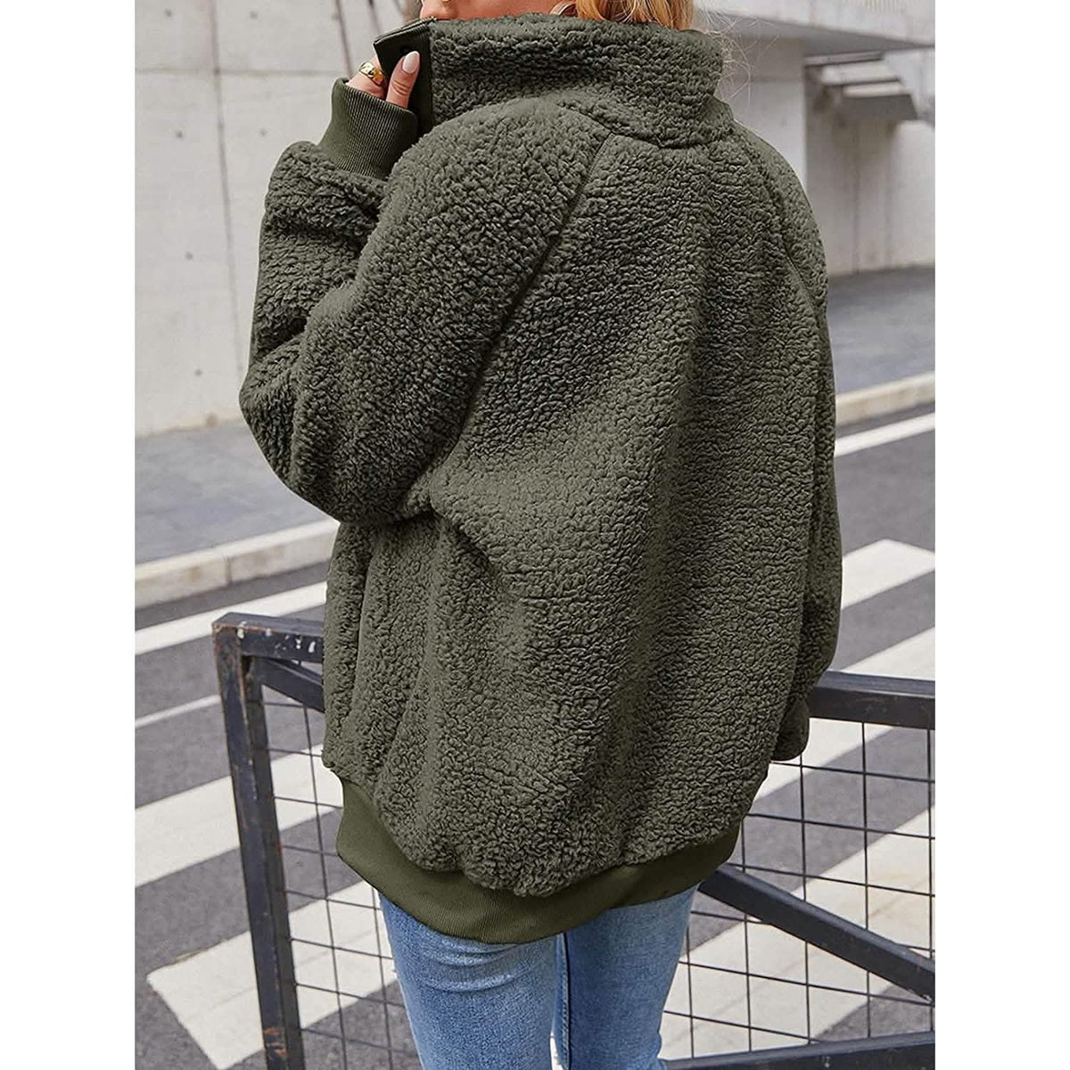 Womens Winter Sherpa Fleece Button Jacket Coat Women's Outerwear - Tophatter Daily Deals