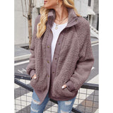 Womens Winter Sherpa Fleece Button Jacket Coat Women's Outerwear - Tophatter Daily Deals