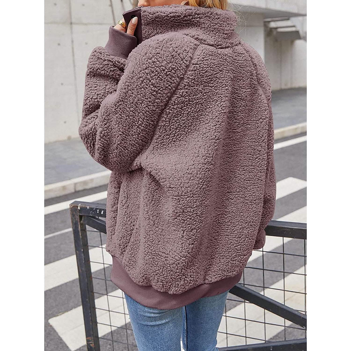 Womens Winter Sherpa Fleece Button Jacket Coat Women's Outerwear - Tophatter Daily Deals