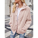 Womens Winter Sherpa Fleece Button Jacket Coat Women's Outerwear - Tophatter Daily Deals