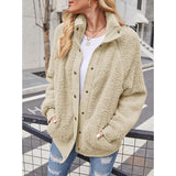 Womens Winter Sherpa Fleece Button Jacket Coat Women's Outerwear - Tophatter Daily Deals
