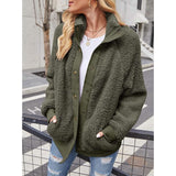 Womens Winter Sherpa Fleece Button Jacket Coat Women's Outerwear - Tophatter Daily Deals