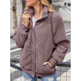 Womens Winter Sherpa Fleece Button Jacket Coat Women's Outerwear - Tophatter Daily Deals