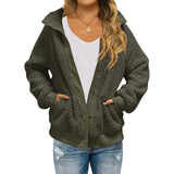 Womens Winter Sherpa Fleece Button Jacket Coat Green Women's Outerwear - Tophatter Daily Deals