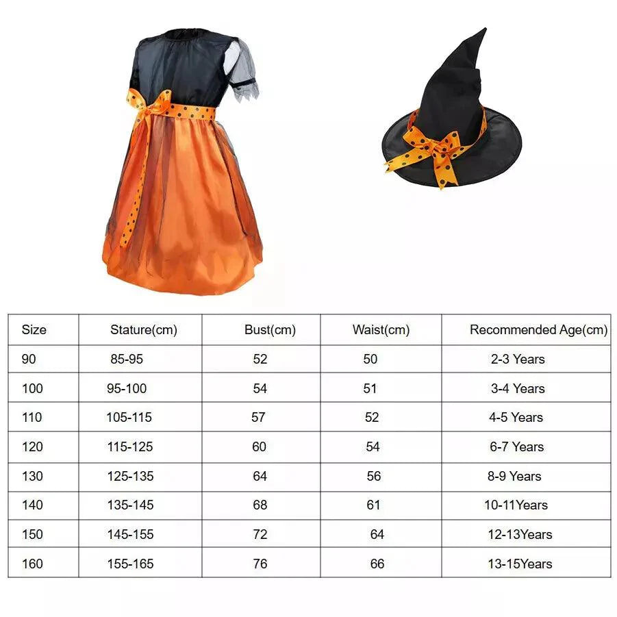 Witch Halloween Costume - Girls Witches Hat Costume Set Kids Fancy Dress Witch Cosplay Outfit UK Festive & Franchise - Tophatter Daily Deals
