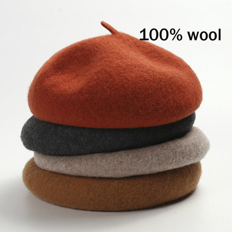 Wool Beret Hat Women Solid Flat Berets Cap - Tophatter Daily Deals